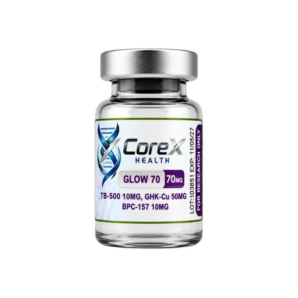 CoreX Health Glow 70 TB-500 10mg + GHK-Cu 50mg + BPC-157 10mg Peptide Blend