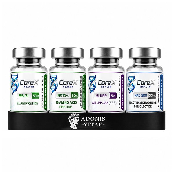 CoreX Health Energy 4-Pack SS-31 50mg + MOTS-c 20mg + SLU-PP-332 5mg + NAD+ 500mg Peptide Bundle