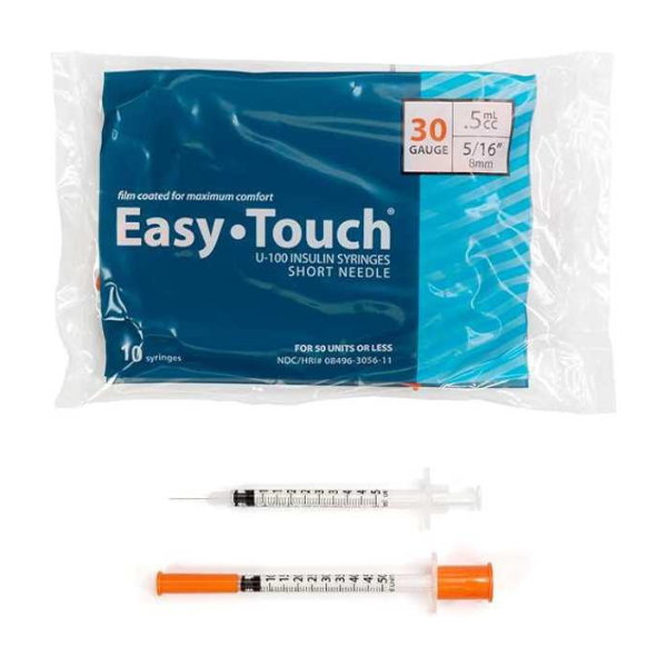 EasyTouch 30G 5/16" 1ml Insulin Syringes - Bag of 10